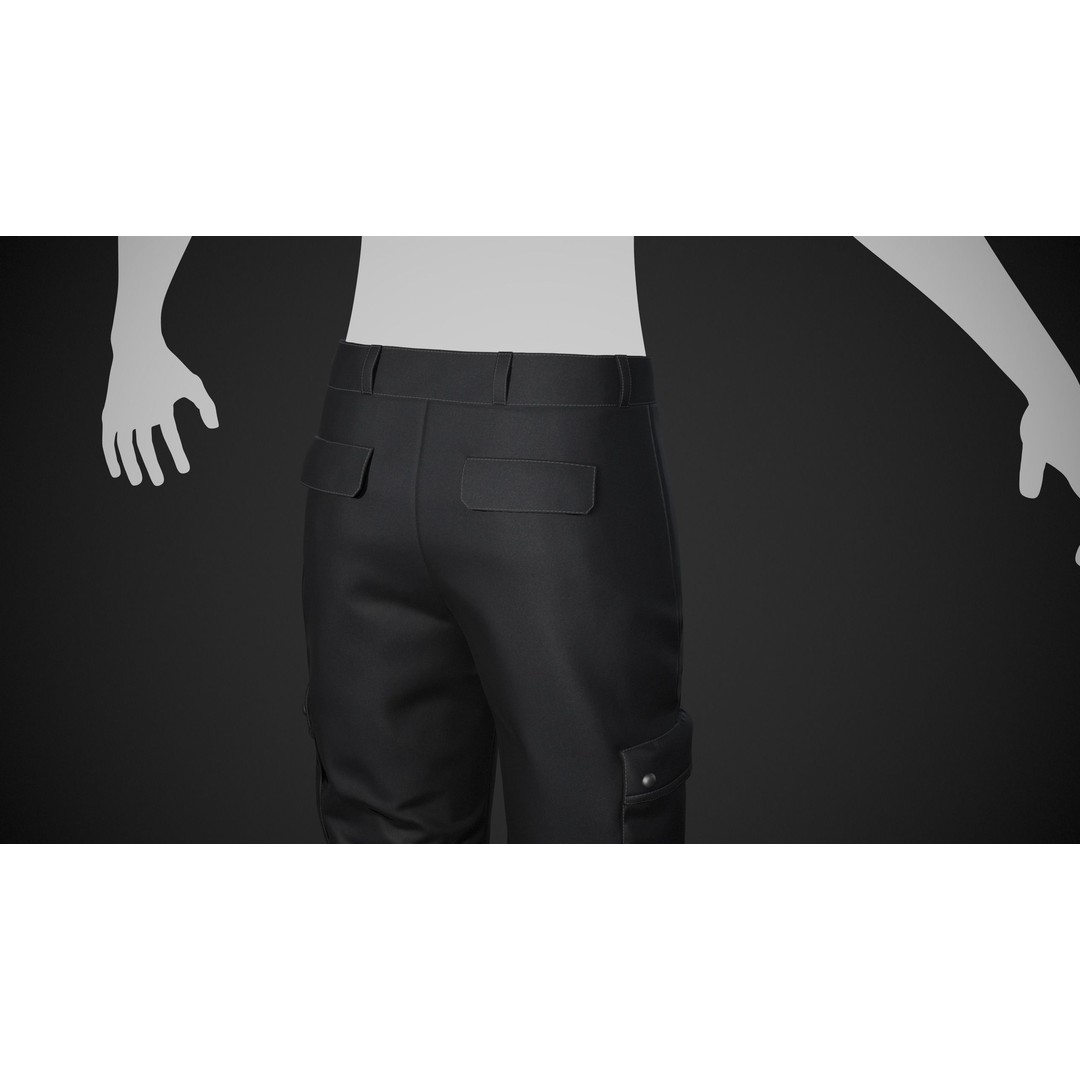 Black Snowboard Pants 3D Model – Low Poly PBR Game Asset, FBX, OBJ - View 5