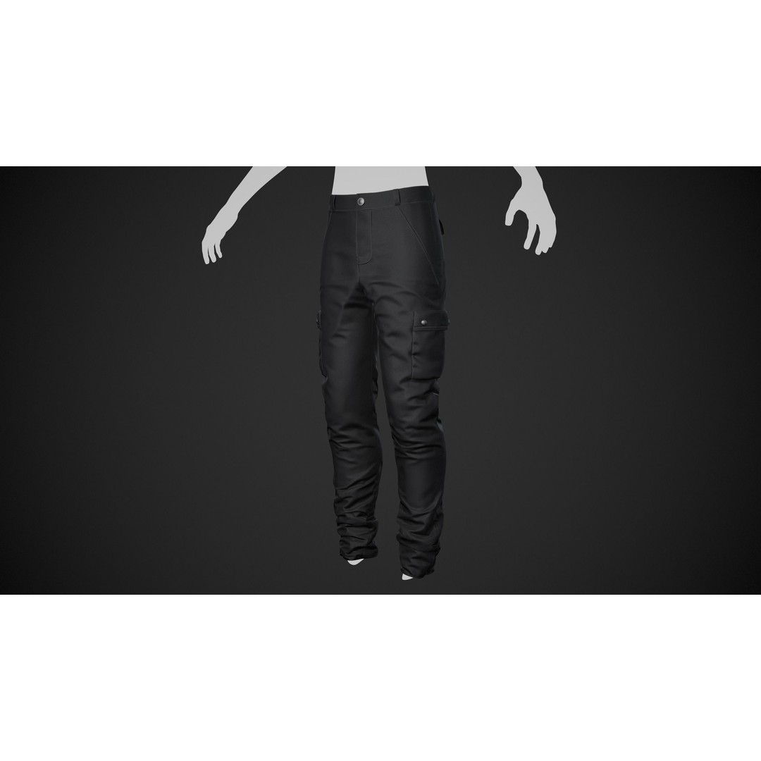 Black Snowboard Pants 3D Model – Low Poly PBR Game Asset, FBX, OBJ - View 6