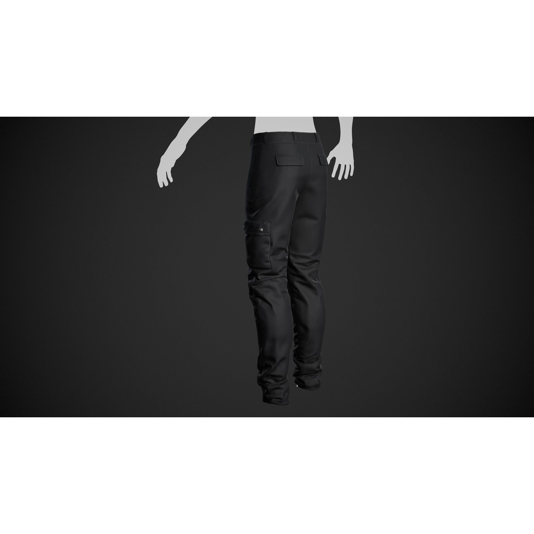 Black Snowboard Pants 3D Model – Low Poly PBR Game Asset, FBX, OBJ - View 9