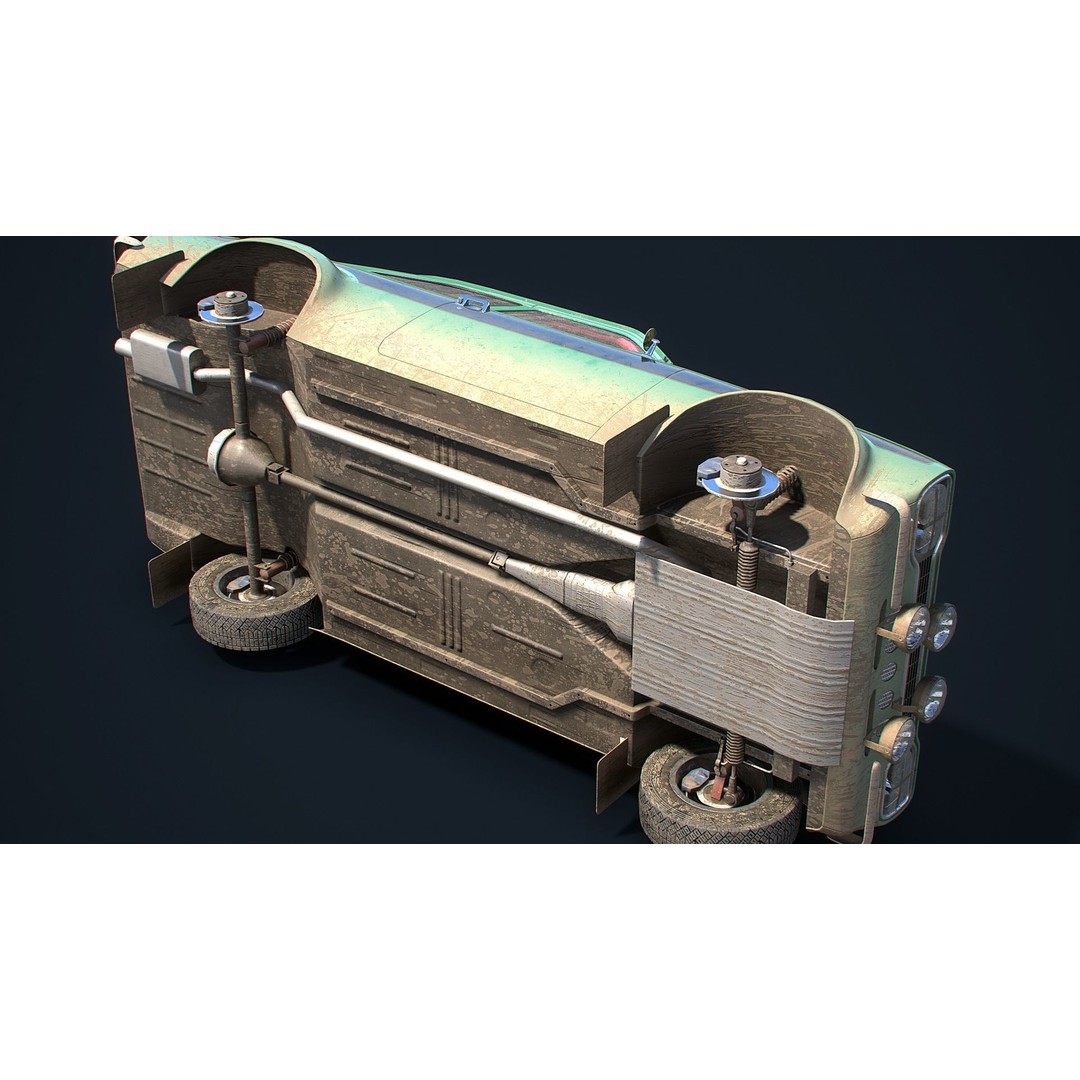 Retro Derby Car 3D Model – Low Poly Vehicle with Interior, FBX