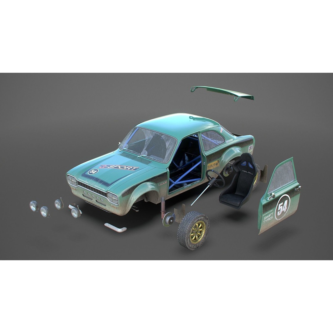 Retro Derby Car 3D Model – Low Poly Vehicle with Interior, FBX - View 12