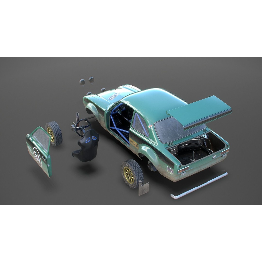 Retro Derby Car 3D Model – Low Poly Vehicle with Interior, FBX - View 13