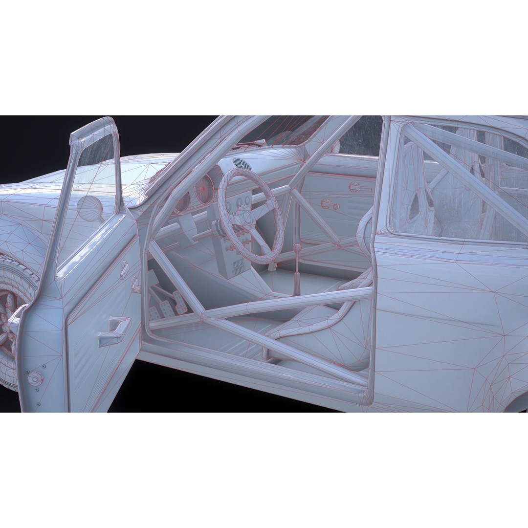 Retro Derby Car 3D Model – Low Poly Vehicle with Interior, FBX - View 18