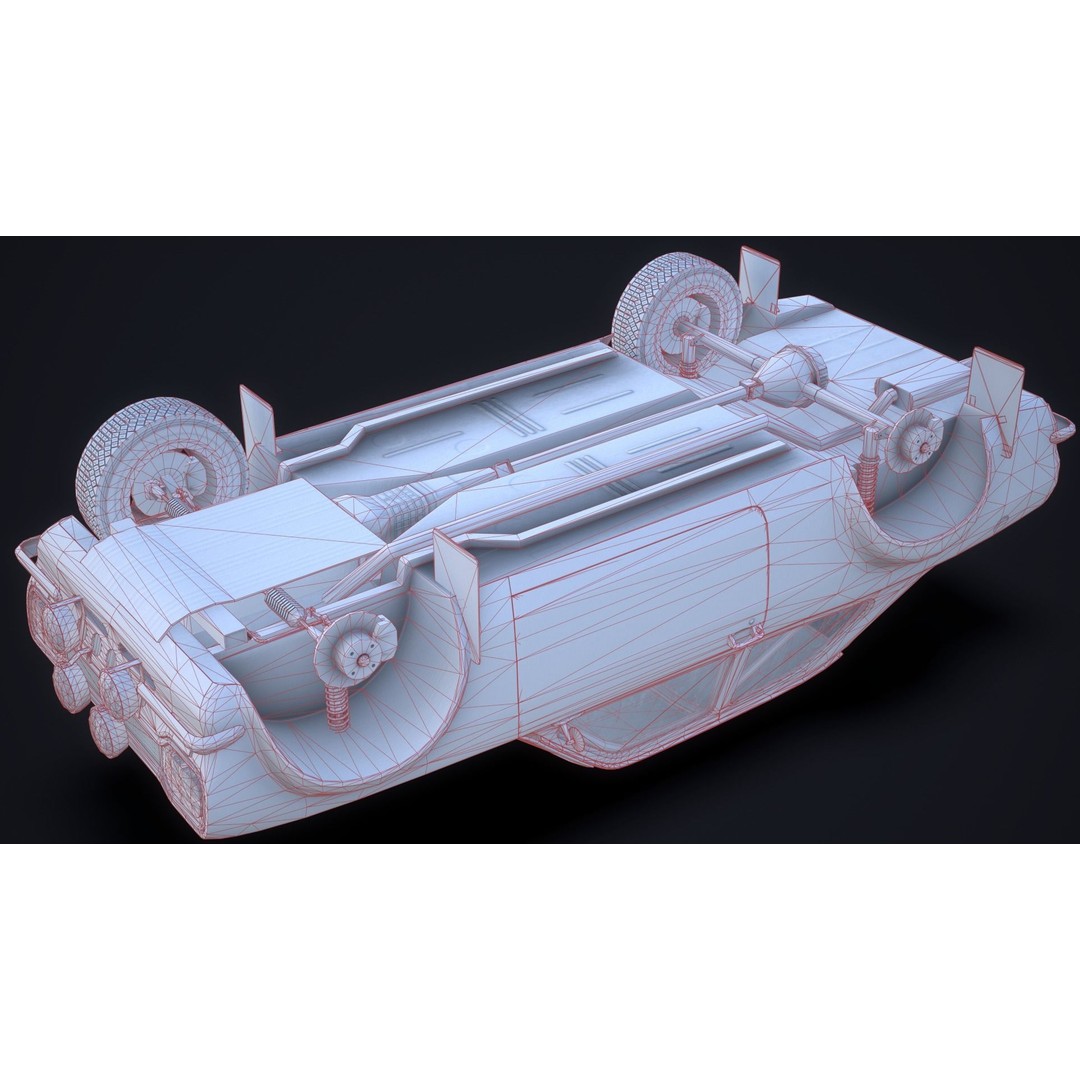 Retro Derby Car 3D Model – Low Poly Vehicle with Interior, FBX - View 19