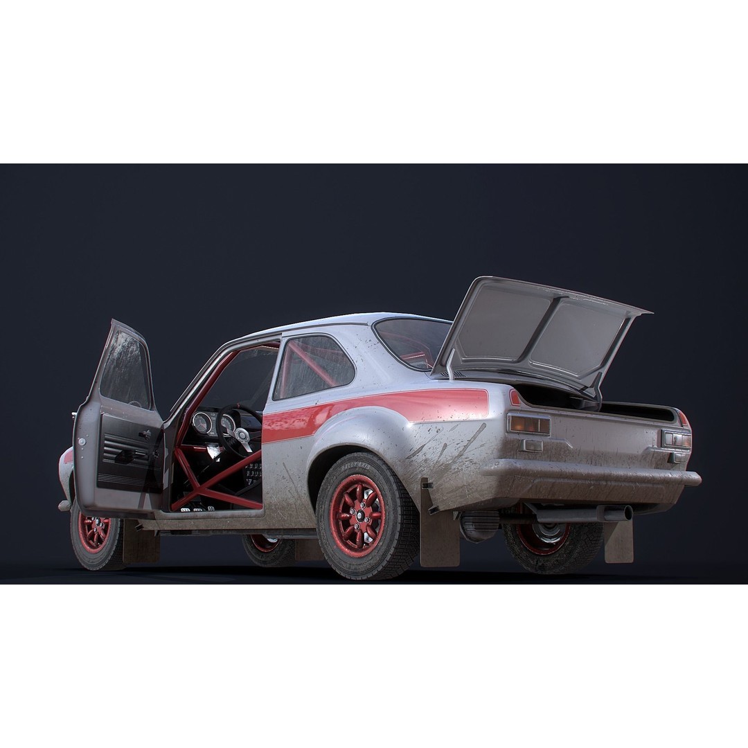 Retro Derby Car 3D Model – Low Poly Vehicle with Interior, FBX - View 4