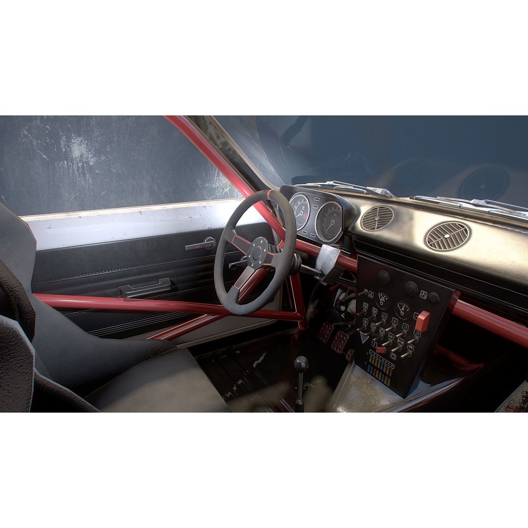 Retro Derby Car 3D Model – Low Poly Vehicle with Interior, FBX - View 6