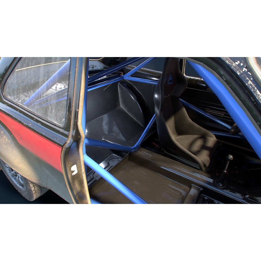 Retro Derby Car 3D Model – Low Poly Vehicle with Interior, FBX - View 7