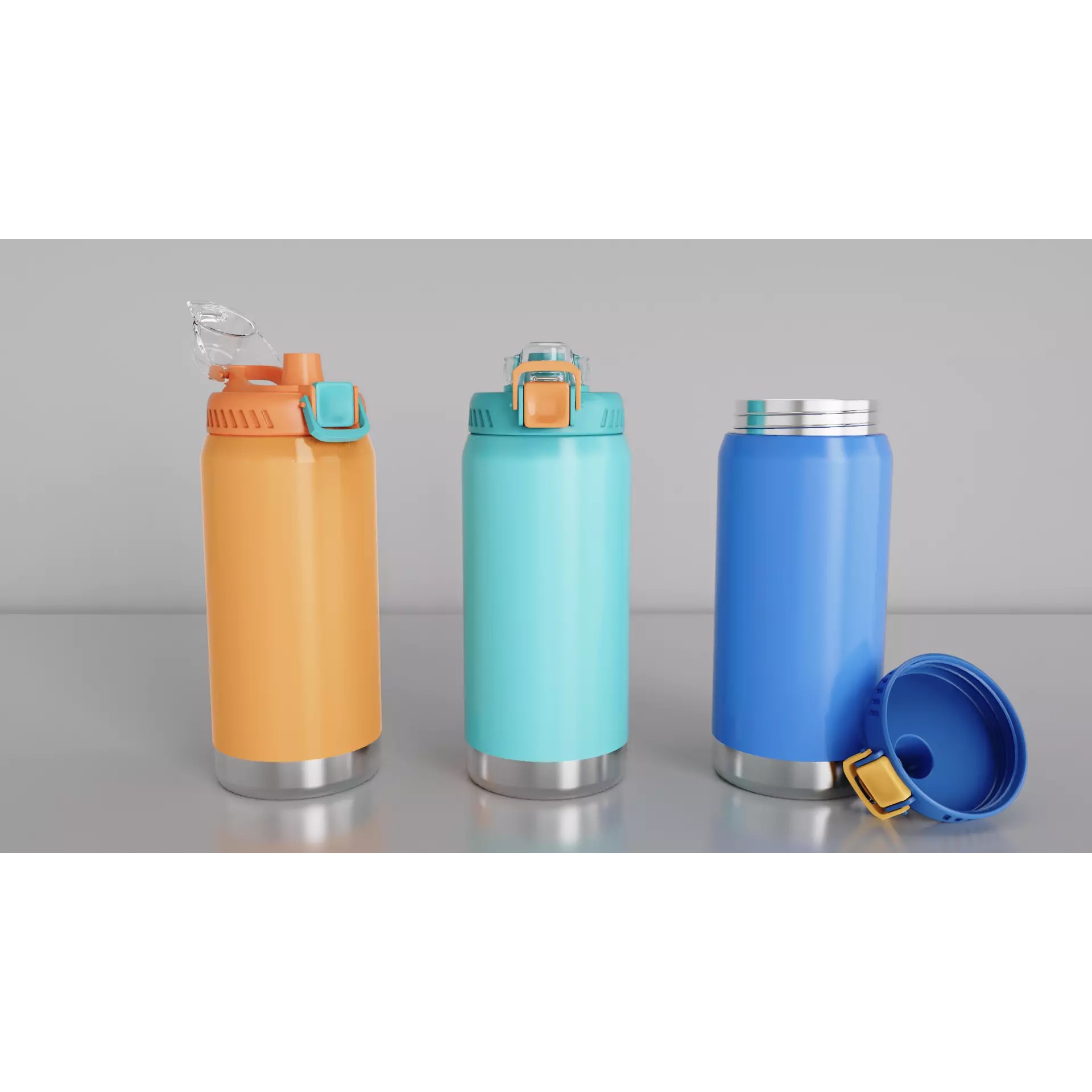 Stainless Steel Sport Bottle - Game-Ready 3D Model - View 2