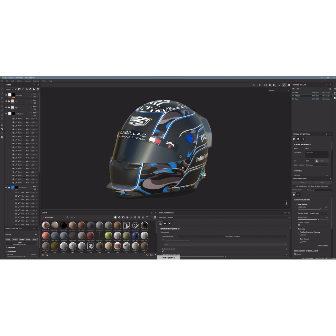 F1 Cadillac Team Helmets 3D Model – PBR Textured, Game-Ready, FBX, OBJ - View 22