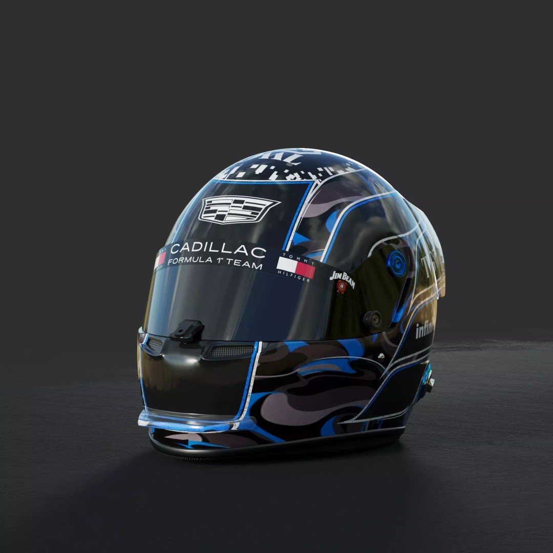 F1 Cadillac Team Helmets 3D Model – PBR Textured, Game-Ready, FBX, OBJ - View 3