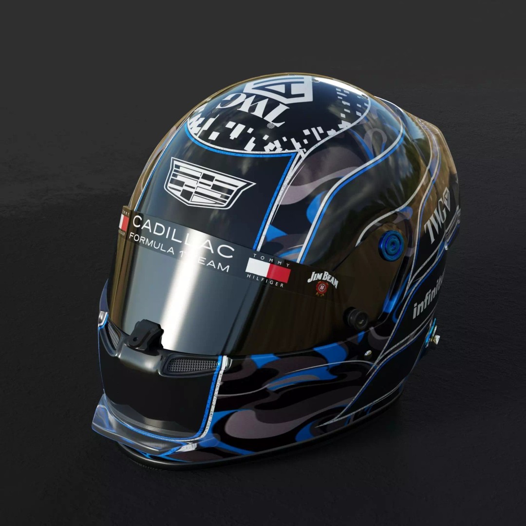 F1 Cadillac Team Helmets 3D Model – PBR Textured, Game-Ready, FBX, OBJ - View 4