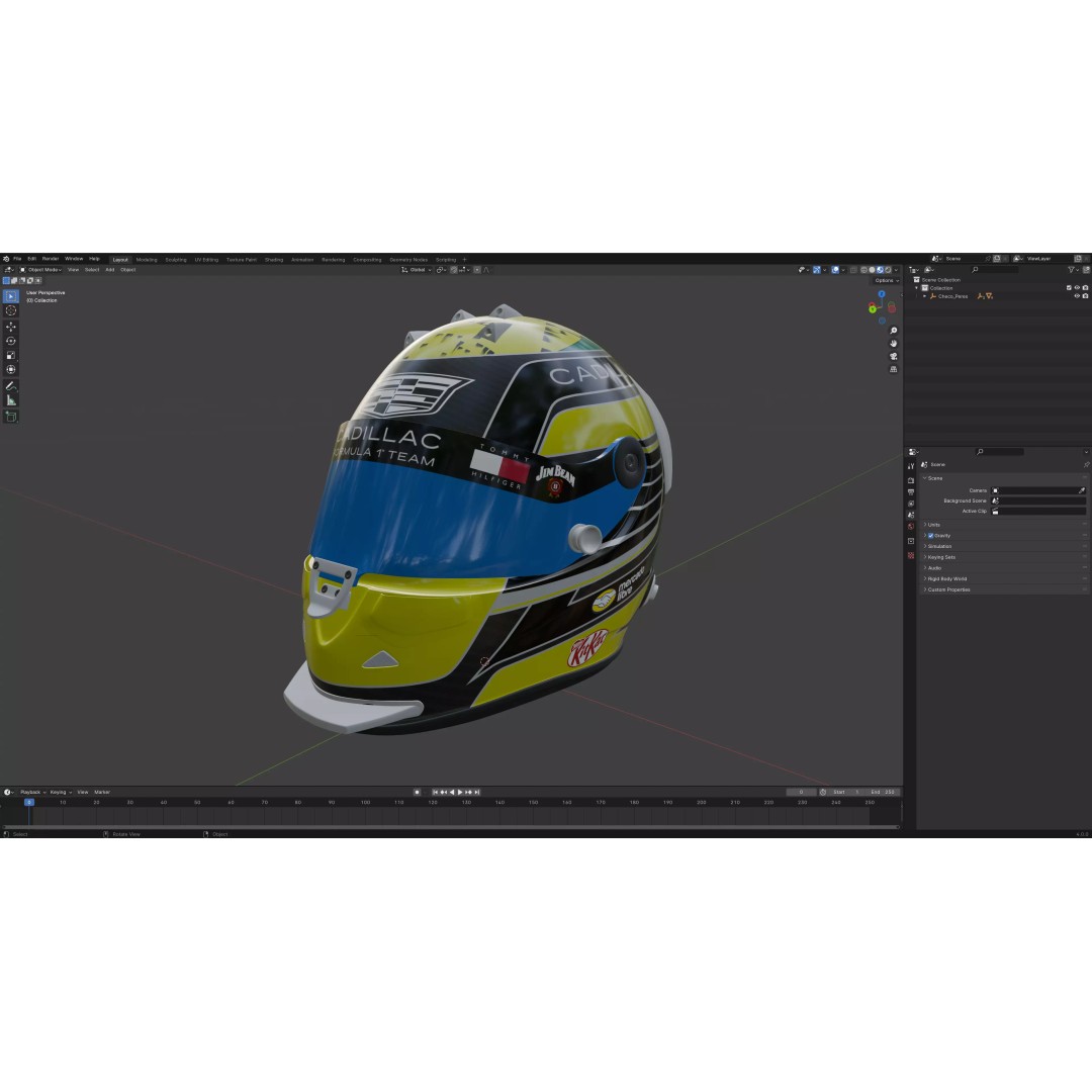 F1 Cadillac Team Helmets 3D Model – PBR Textured, Game-Ready, FBX, OBJ - View 44