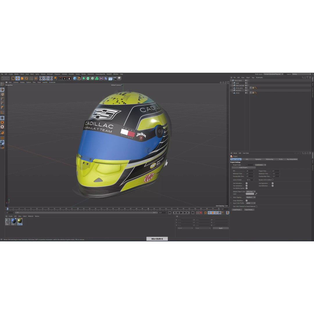 F1 Cadillac Team Helmets 3D Model – PBR Textured, Game-Ready, FBX, OBJ - View 45