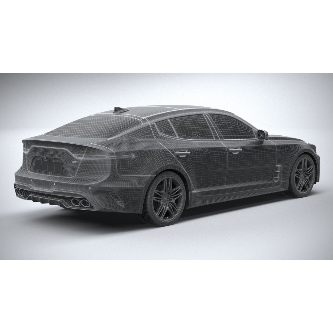Kia Stinger GT 2022 3D Model – High Poly Sport Sedan, FBX, OBJ - View 29