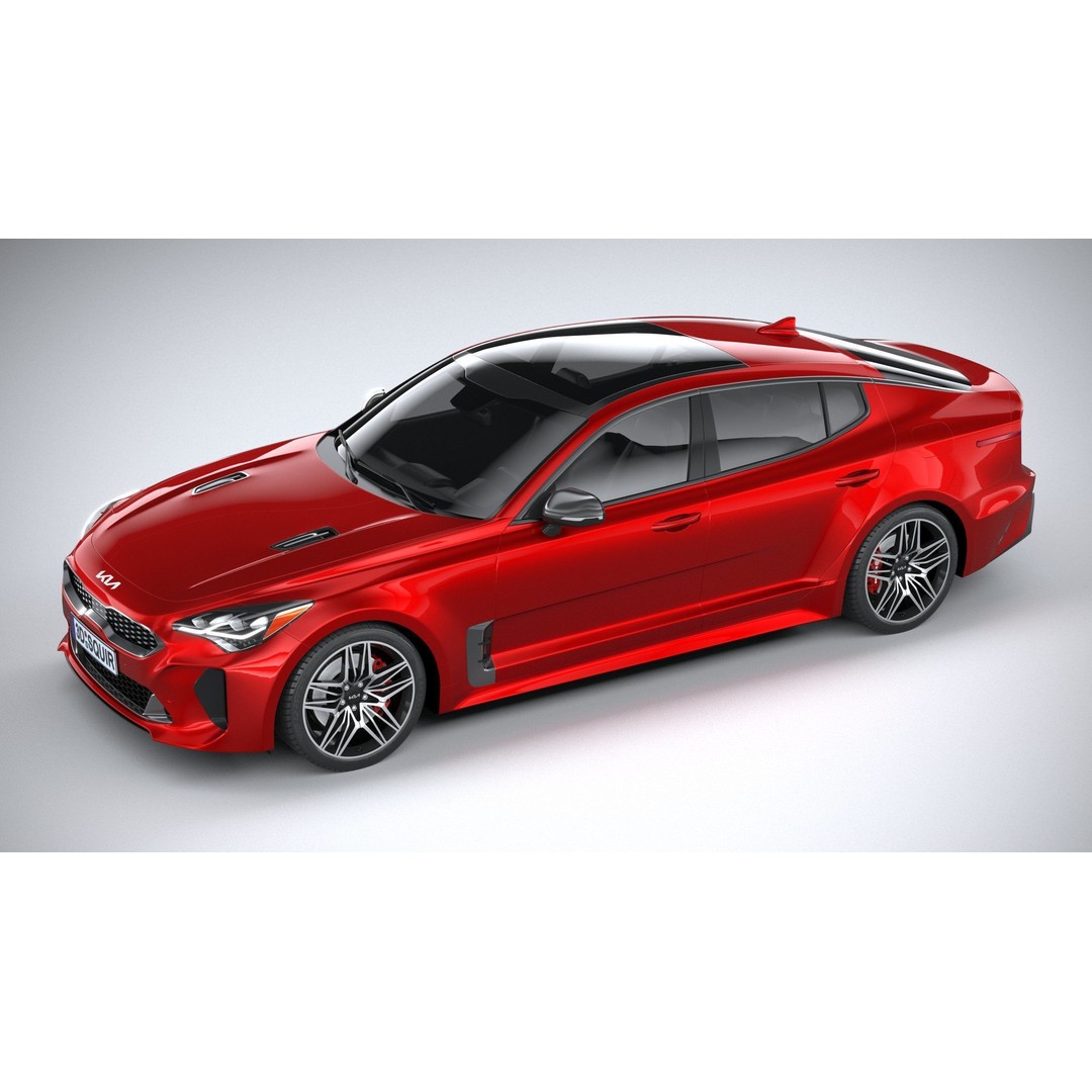 Kia Stinger GT 2022 3D Model – High Poly Sport Sedan, FBX, OBJ - View 9
