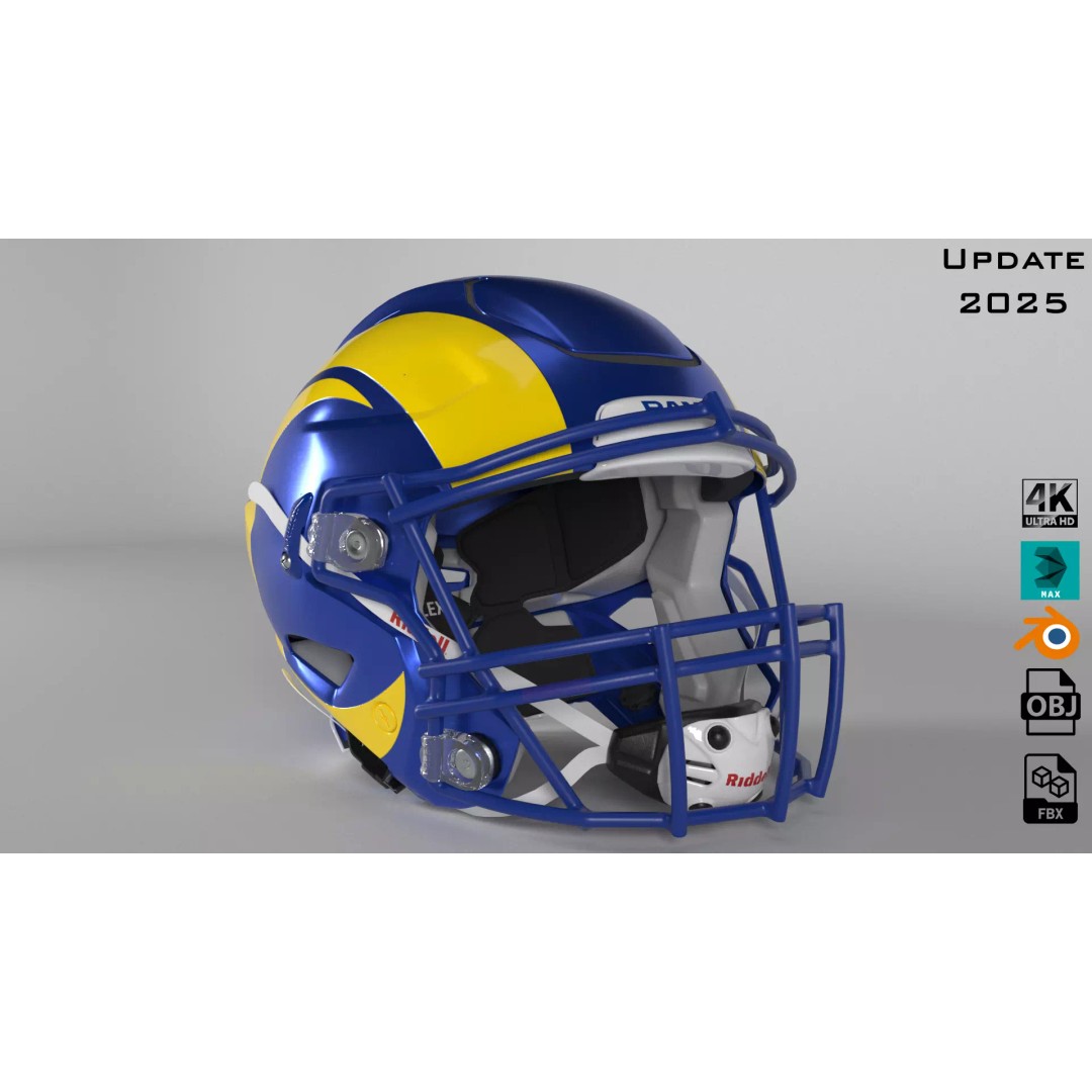 Los Angeles Rams Helmet 3D Model – PBR Game-Ready Asset, FBX, OBJ - View 2