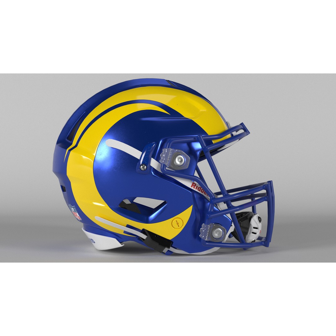 Los Angeles Rams Helmet 3D Model – PBR Game-Ready Asset, FBX, OBJ - View 3
