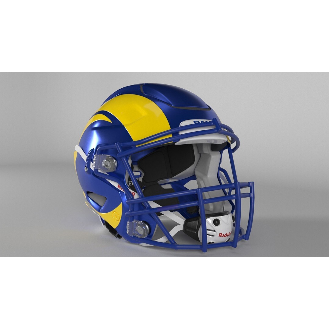 Los Angeles Rams Helmet 3D Model – PBR Game-Ready Asset, FBX, OBJ - View 5