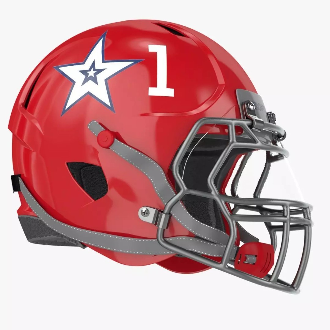 Red Football Helmet 3D Model – Low Poly Game Asset, FBX, PBR Textures - View 2