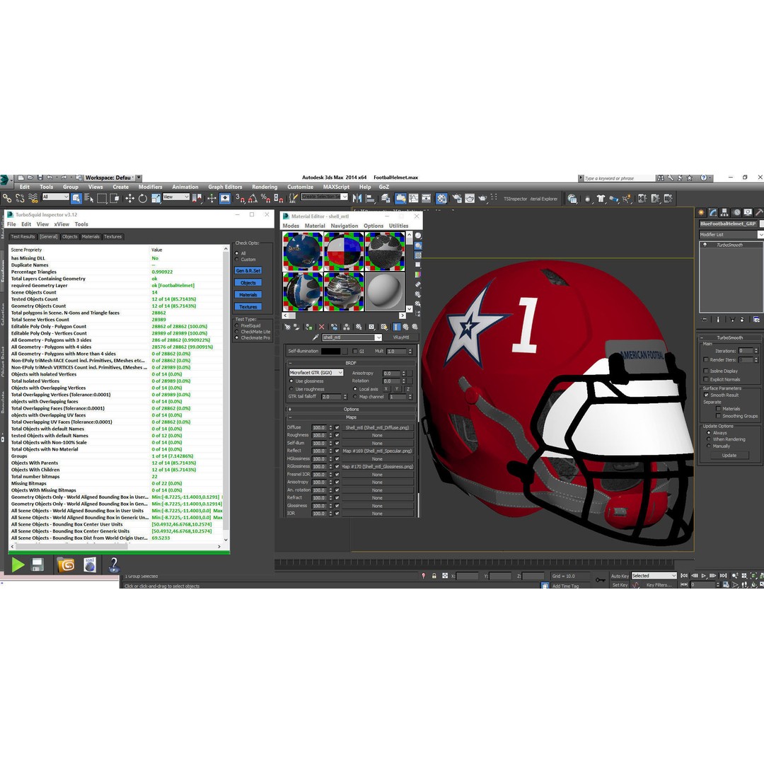Red Football Helmet 3D Model – Low Poly Game Asset, FBX, PBR Textures - View 25