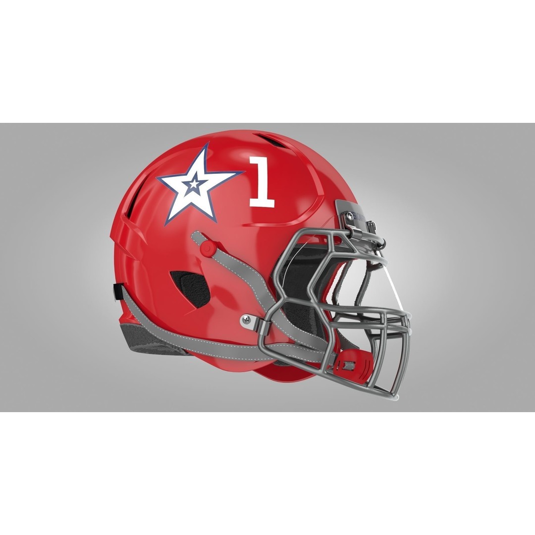 Red Football Helmet 3D Model – Low Poly Game Asset, FBX, PBR Textures - View 3