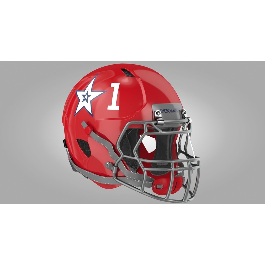 Red Football Helmet 3D Model – Low Poly Game Asset, FBX, PBR Textures - View 5