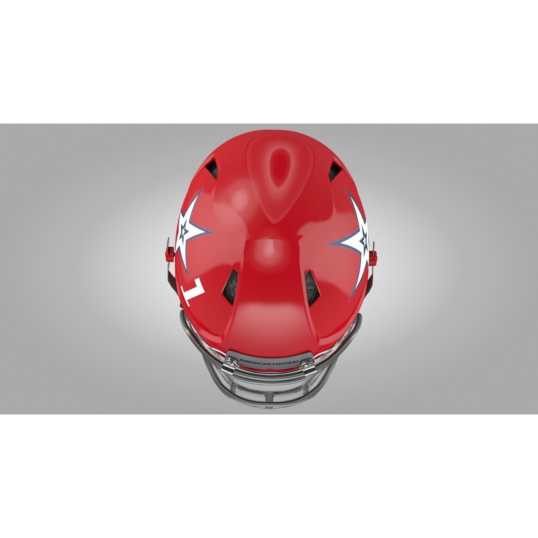Red Football Helmet 3D Model – Low Poly Game Asset, FBX, PBR Textures - View 7