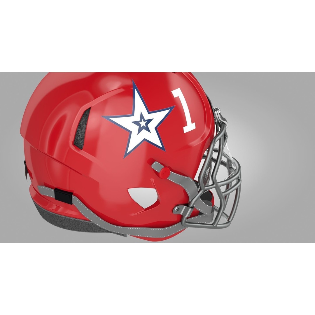 Red Football Helmet 3D Model – Low Poly Game Asset, FBX, PBR Textures - View 9