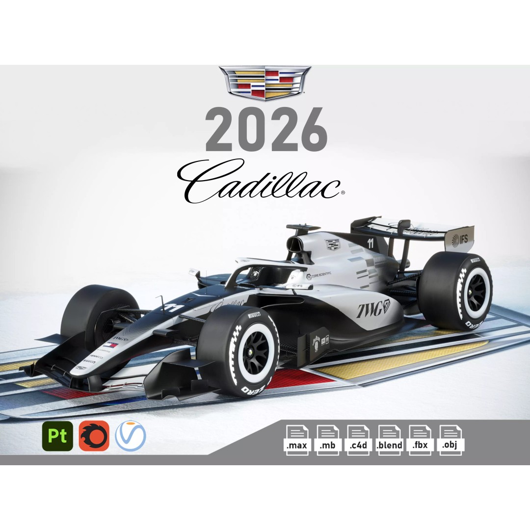 F1 Cadillac 2026 3D Model – High Poly Game-Ready Asset, FBX, Blender - View 2