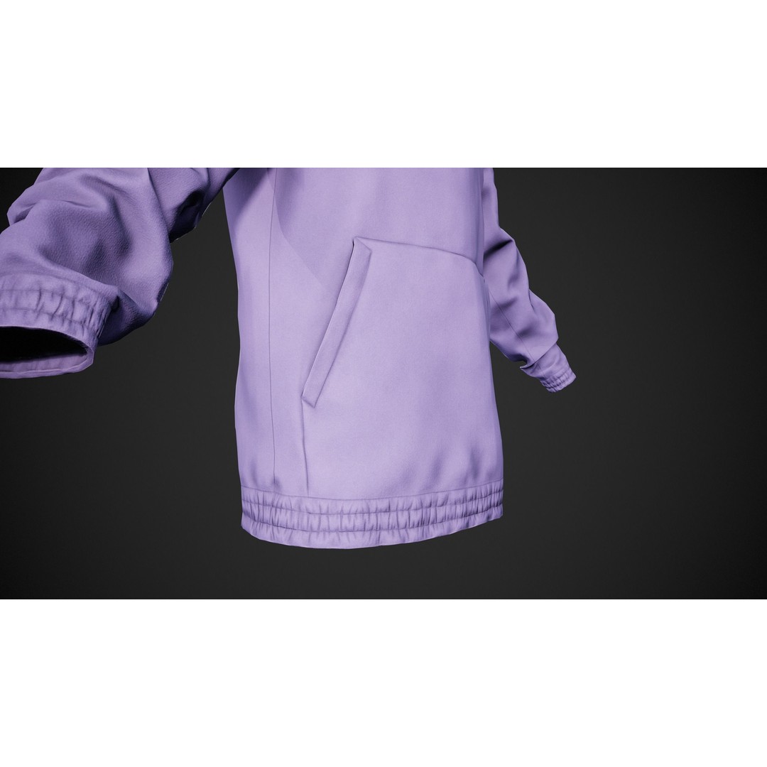 Light Violet Snowboard Hoodie 3D Model – Low Poly PBR for Games - View 10