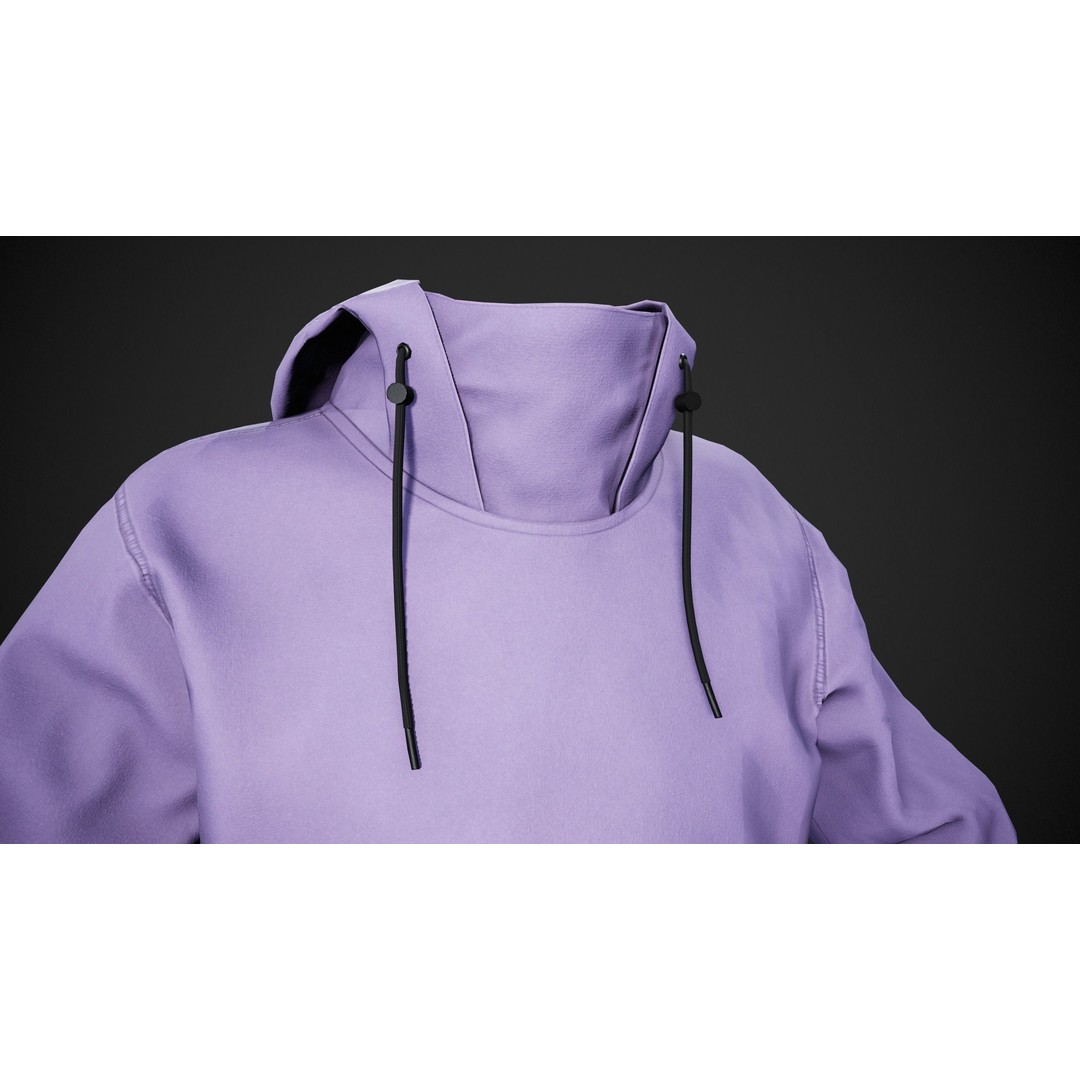 Light Violet Snowboard Hoodie 3D Model – Low Poly PBR for Games - View 11