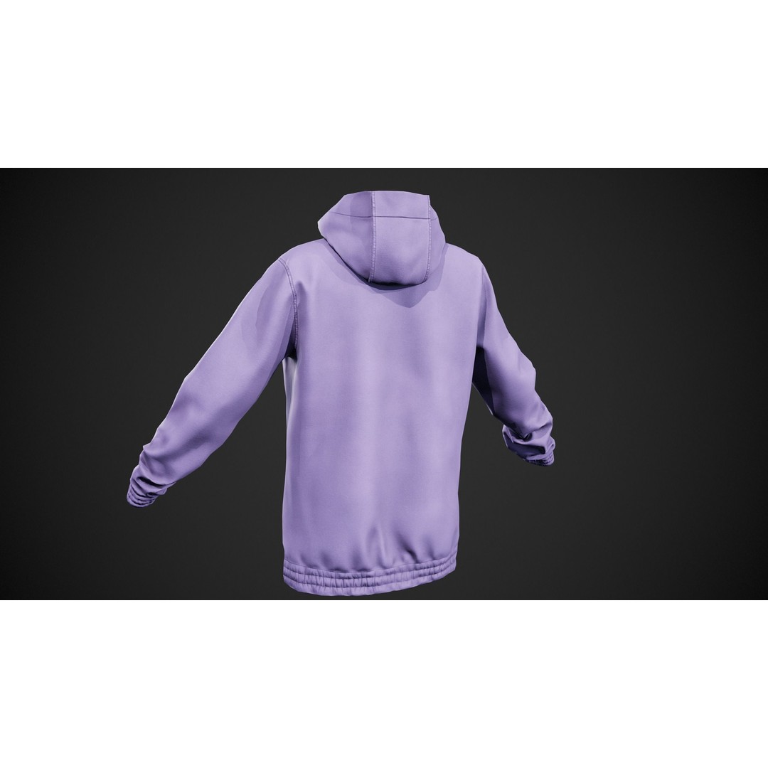 Light Violet Snowboard Hoodie 3D Model – Low Poly PBR for Games - View 12