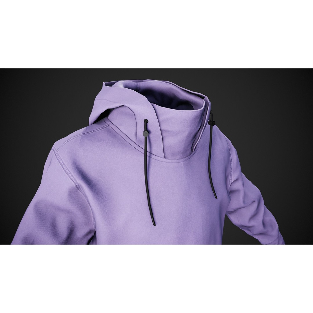 Light Violet Snowboard Hoodie 3D Model – Low Poly PBR for Games - View 13