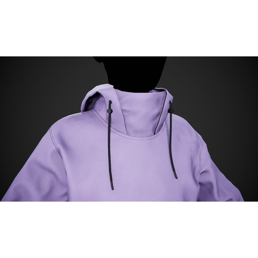 Light Violet Snowboard Hoodie 3D Model – Low Poly PBR for Games - View 15