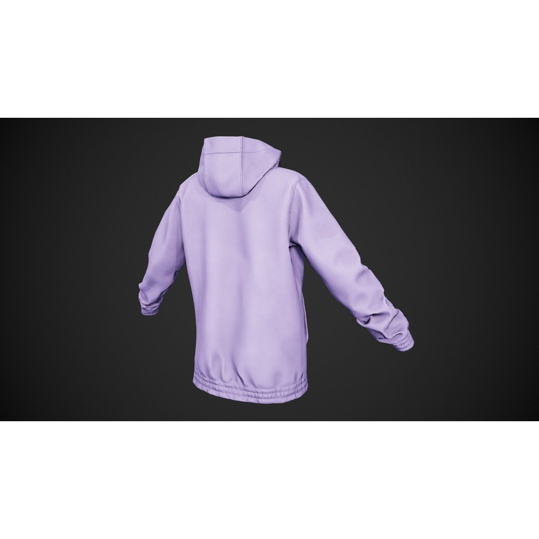 Light Violet Snowboard Hoodie 3D Model – Low Poly PBR for Games - View 5