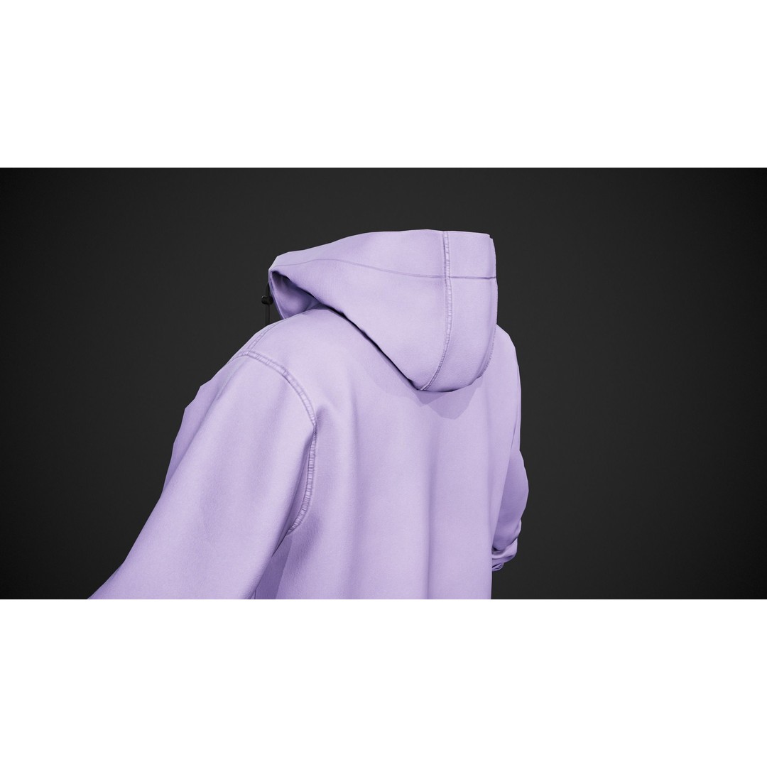 Light Violet Snowboard Hoodie 3D Model – Low Poly PBR for Games - View 6