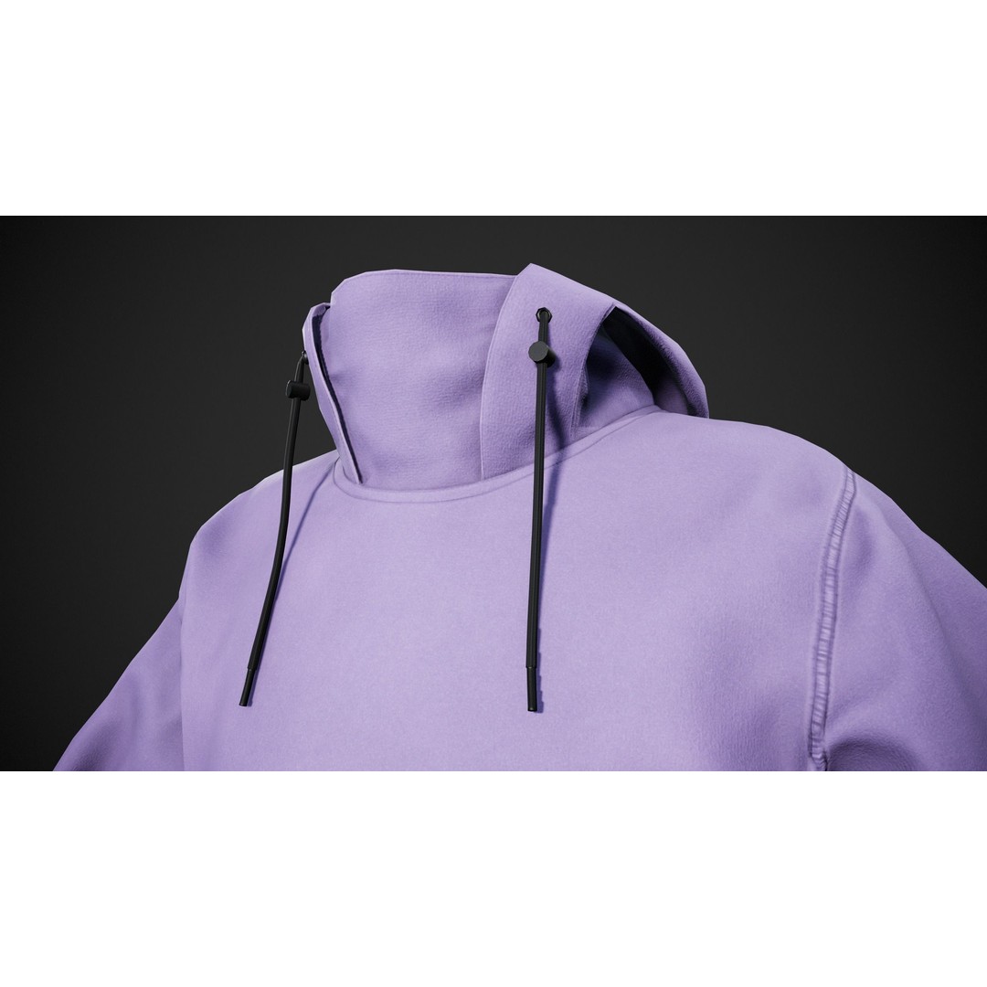 Light Violet Snowboard Hoodie 3D Model – Low Poly PBR for Games - View 7