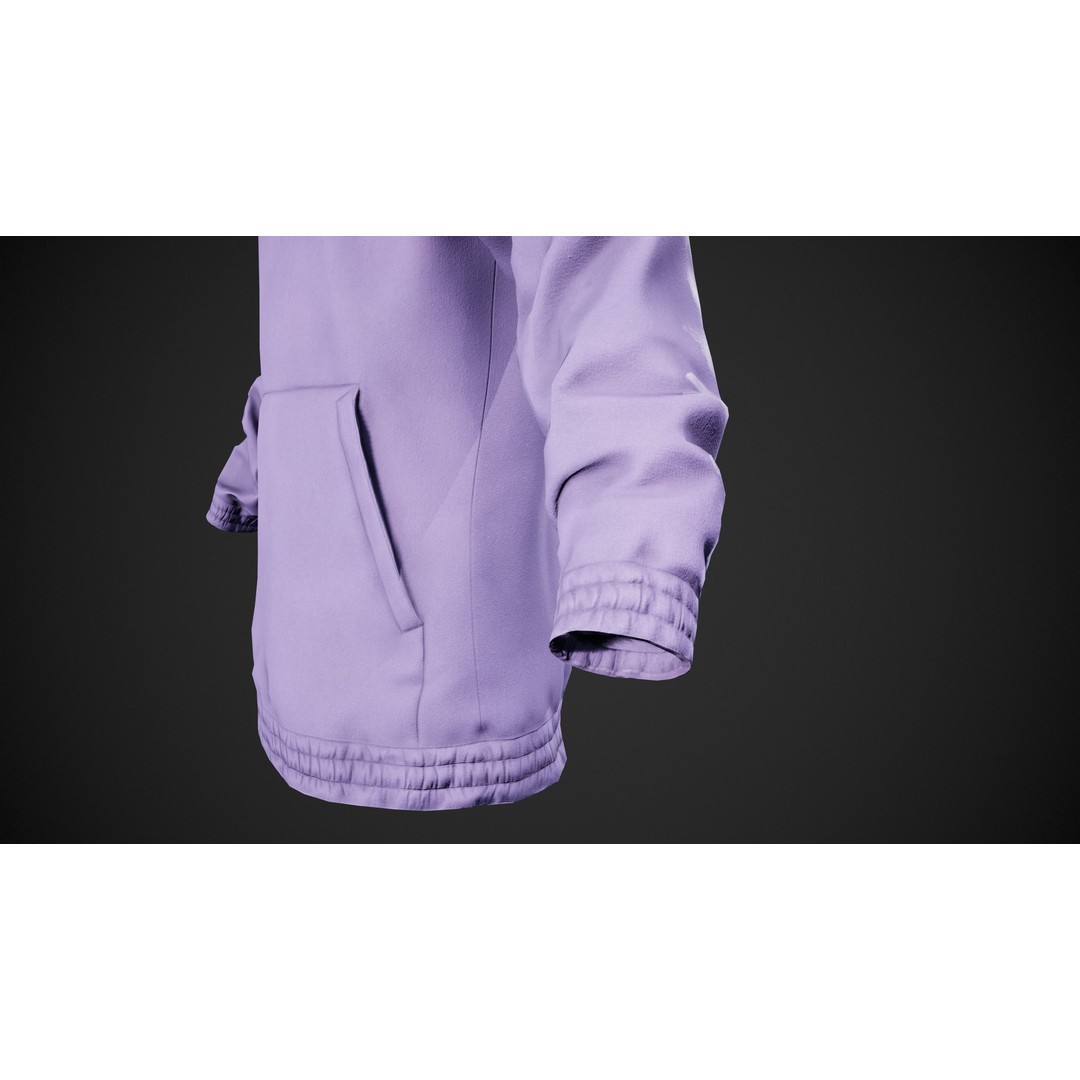 Light Violet Snowboard Hoodie 3D Model – Low Poly PBR for Games - View 8