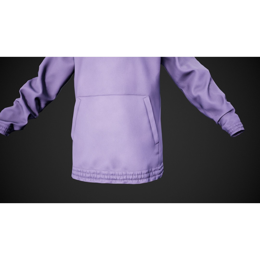 Light Violet Snowboard Hoodie 3D Model – Low Poly PBR for Games - View 9