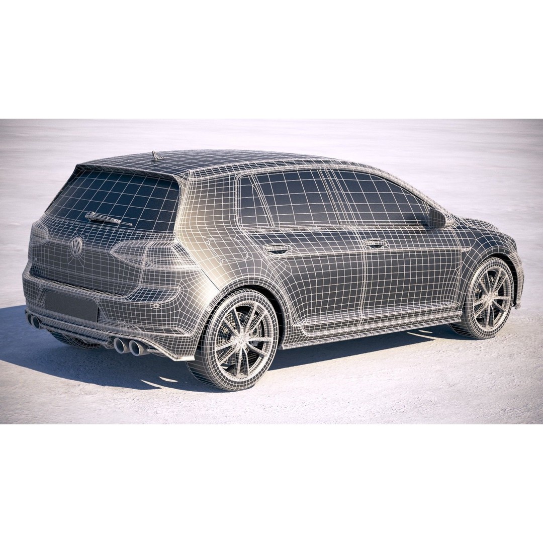 Volkswagen Golf R 2018 3D Model – High Poly Sport Car, 3dsmax, FBX, OBJ