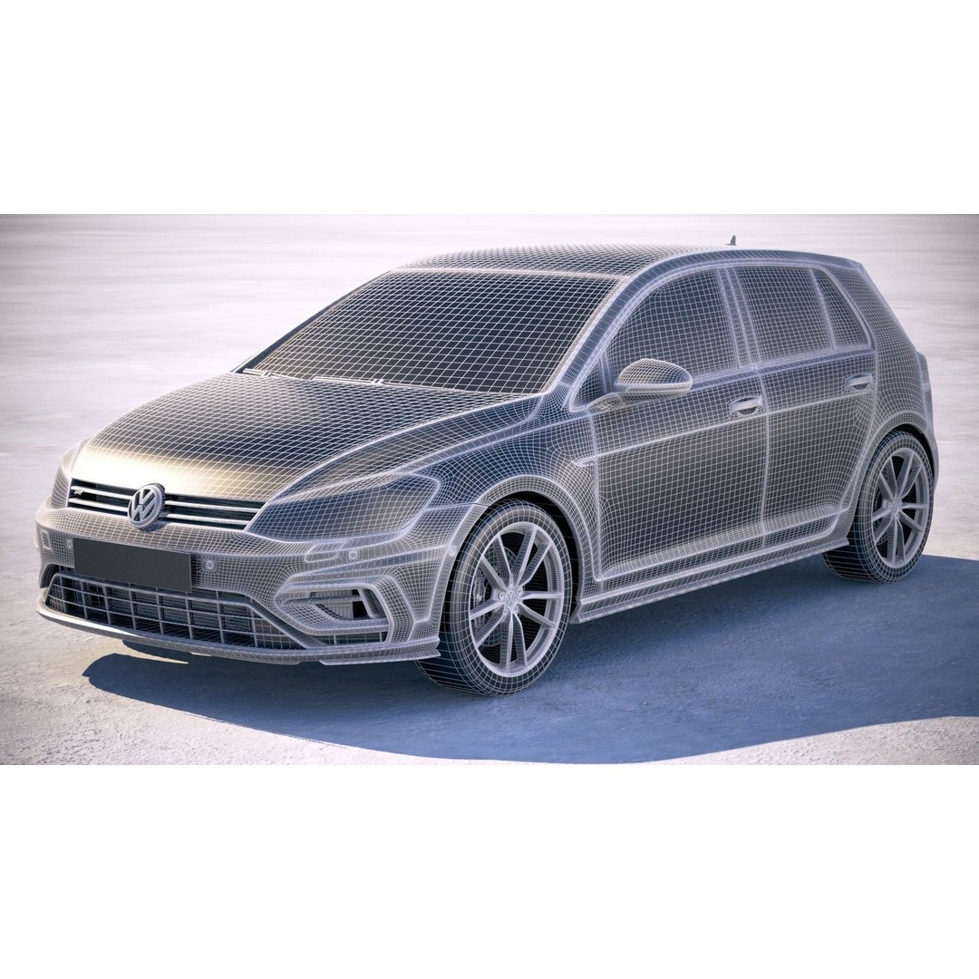 Volkswagen Golf R 2018 3D Model – High Poly Sport Car, 3dsmax, FBX, OBJ - View 22