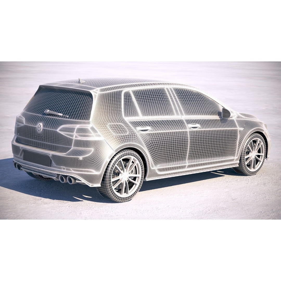 Volkswagen Golf R 2018 3D Model – High Poly Sport Car, 3dsmax, FBX, OBJ - View 23