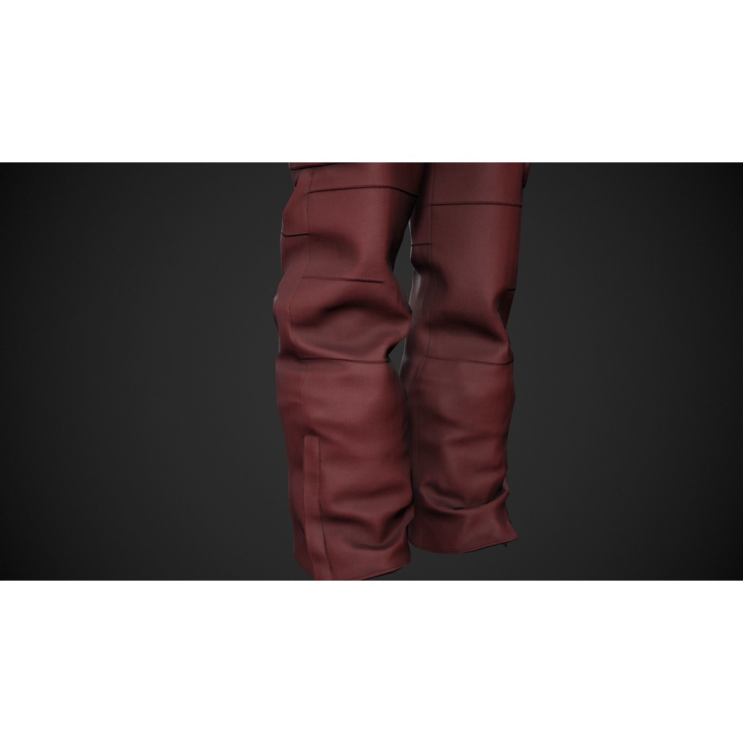 Red Snowboard Pants 3D Model – Low Poly PBR Game Asset, FBX, OBJ - View 10