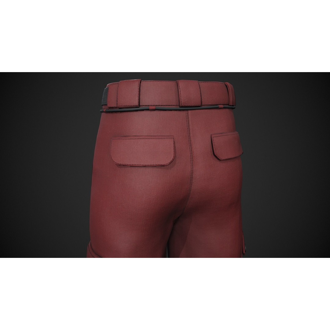Red Snowboard Pants 3D Model – Low Poly PBR Game Asset, FBX, OBJ - View 12