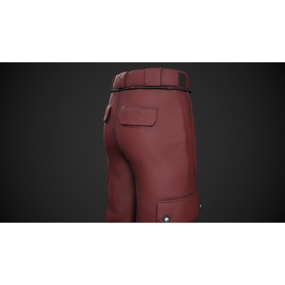 Red Snowboard Pants 3D Model – Low Poly PBR Game Asset, FBX, OBJ - View 13