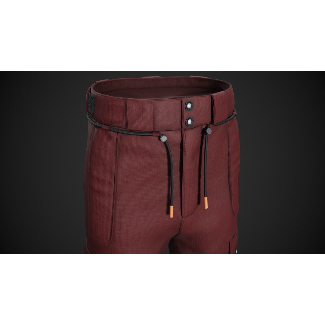 Red Snowboard Pants 3D Model – Low Poly PBR Game Asset, FBX, OBJ - View 14