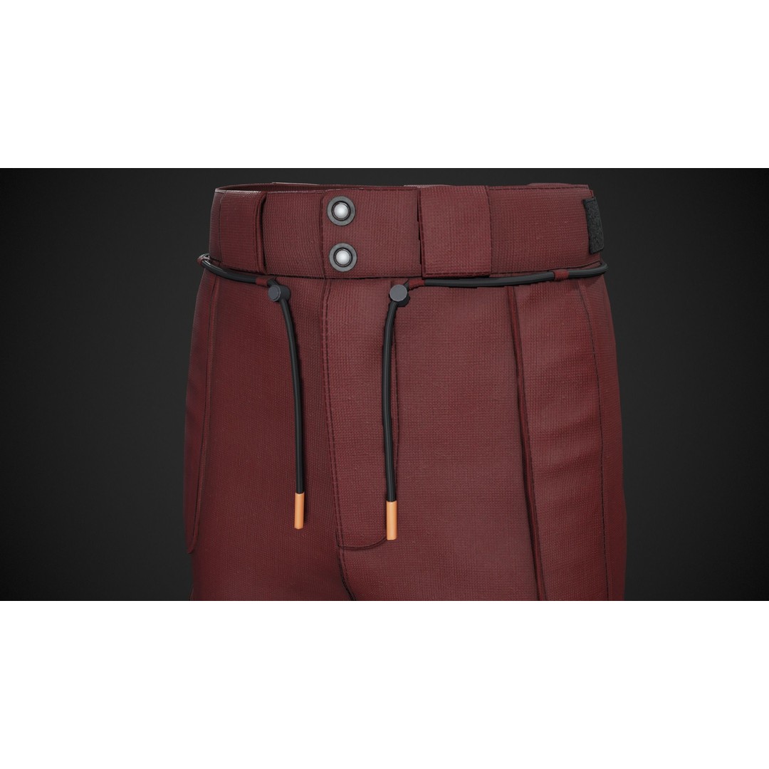 Red Snowboard Pants 3D Model – Low Poly PBR Game Asset, FBX, OBJ - View 15