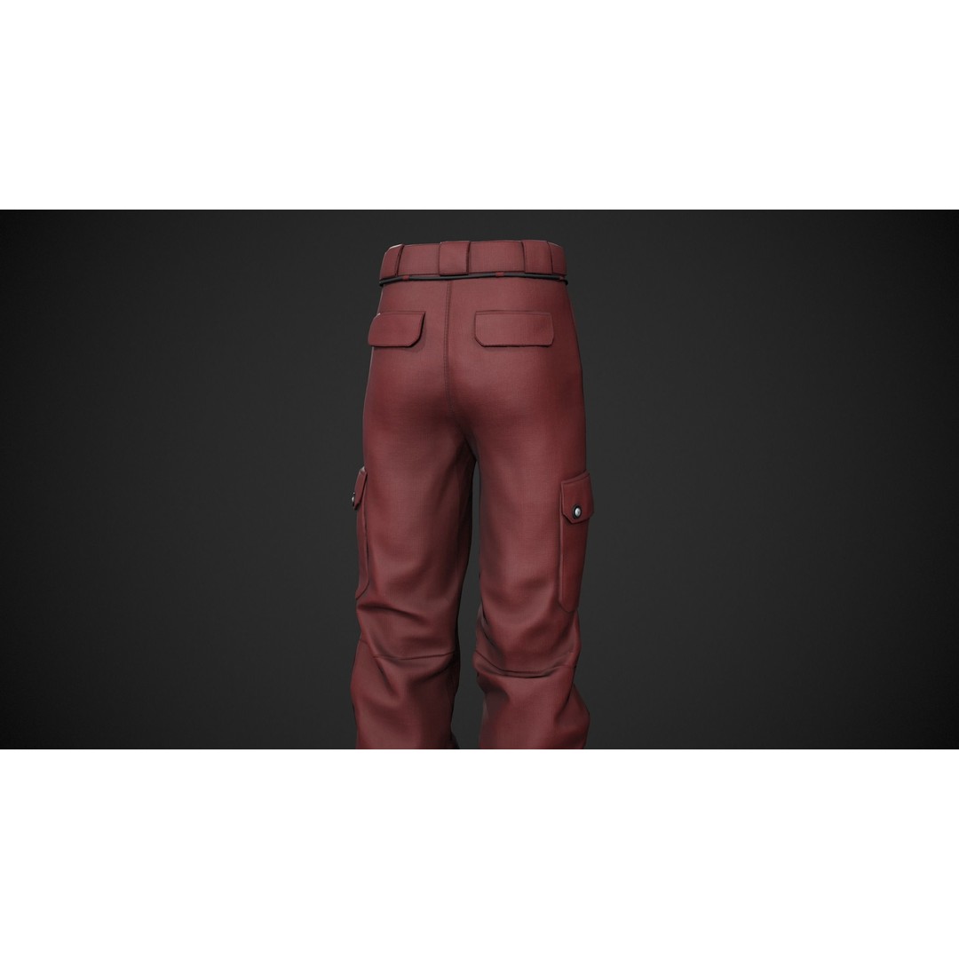 Red Snowboard Pants 3D Model – Low Poly PBR Game Asset, FBX, OBJ - View 16