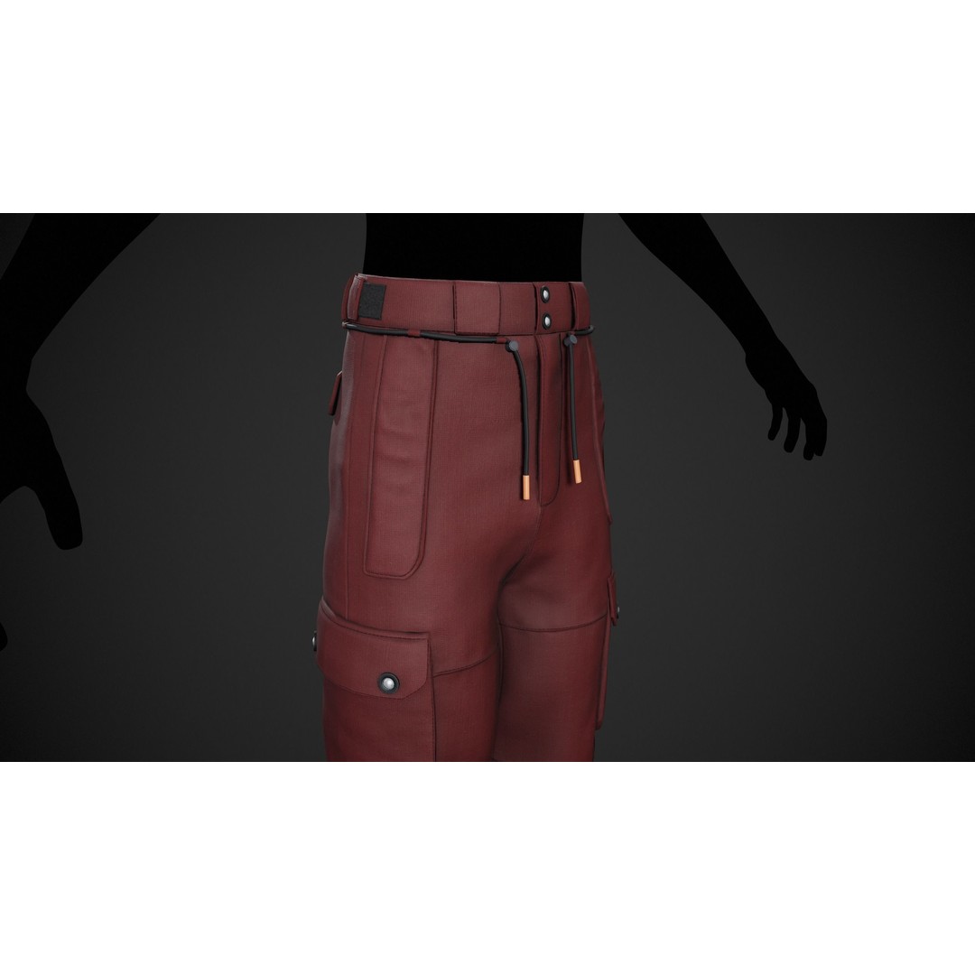 Red Snowboard Pants 3D Model – Low Poly PBR Game Asset, FBX, OBJ - View 5