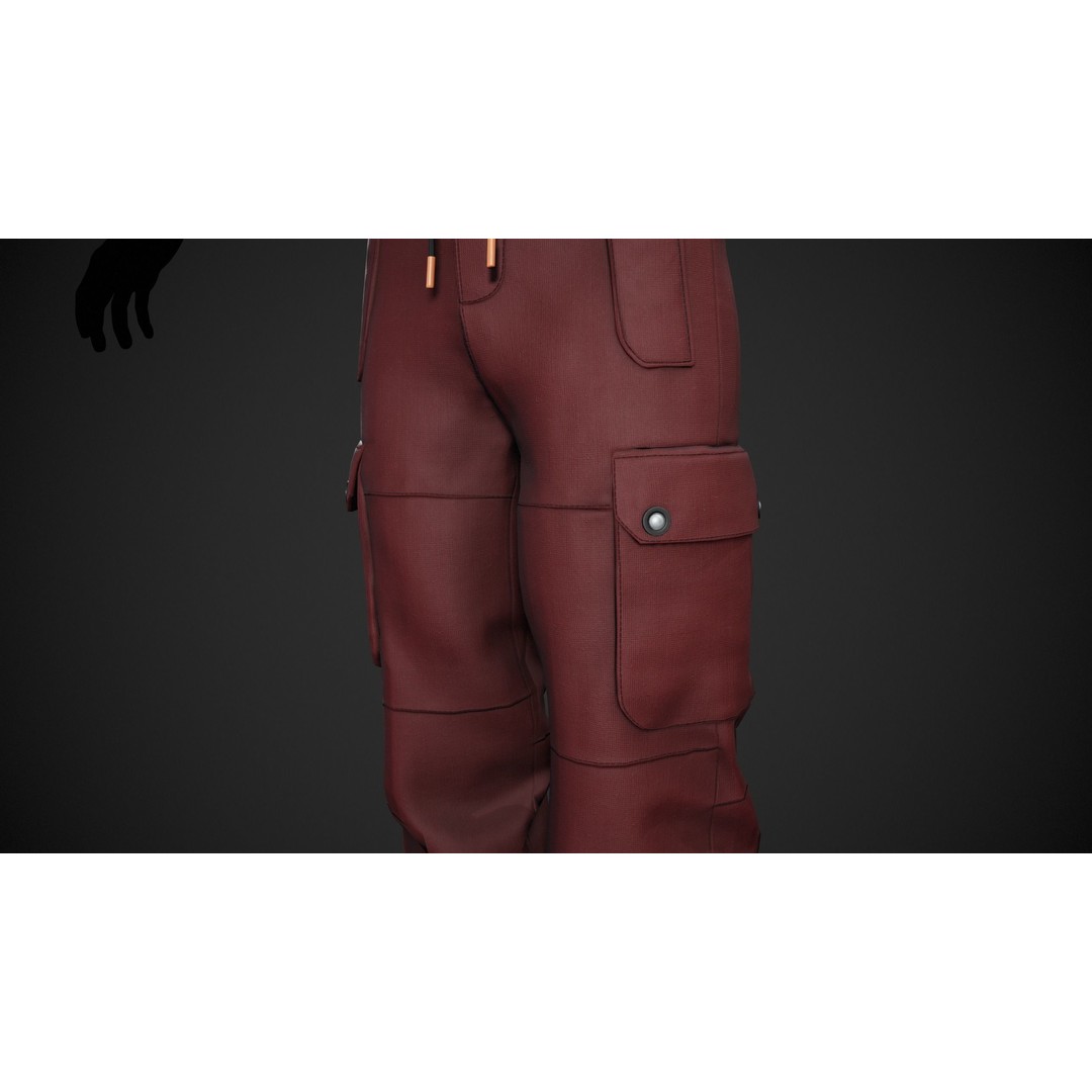 Red Snowboard Pants 3D Model – Low Poly PBR Game Asset, FBX, OBJ - View 6